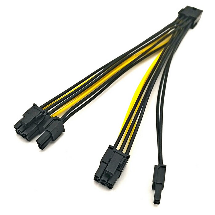 10-Pack PCI-E 6 Pin To 2x 6+2 Pin Power Splitter Cable – 20cm